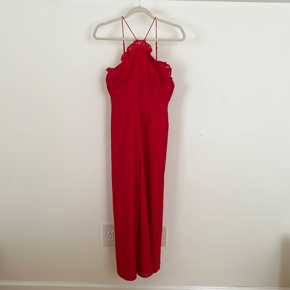 KEEPSAKE Special Occasion Red Romper with Adjustable Straps